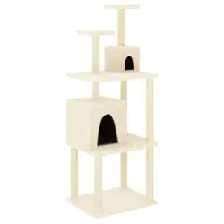 Rascador Para Gatos Con Postes De Sisal Color Crema 167 Cm Vidaxl