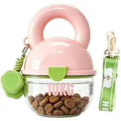 HausPets Botella agua viaje, bebedero perros, impermeable, correa - Rosa