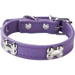 HausPets Collar acolchado de piel sintética para perro, morado, pequeño - Artículo 1