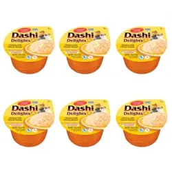 Churu Dashi Delights Comida Húmeda en Caldo con Pollo y Queso, 6x70 gr