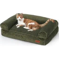 Fukumaru Sofá Cama para Mascotas Talla M | Cama para Perros y Gatos con Pana Suave, Relleno de Algodón y Espuma, Base Antideslizante, Funda Lavable, Diseño Impermeable y Confort Premium para Hogar - 72 x 52 x 22 CM