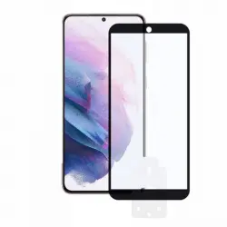 Ksix Cristal Templado con Máquina Universal 9H 2.5D Borde Negro para Samsung Galaxy S21 Plus 5G