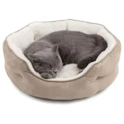 MCBOSON 63 cm Marrón - Almohadilla térmica redonda, cama para gatos - M: 63*53*20cm Marrón
