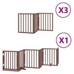 Puerta De Perros Plegable 15 Paneles Madera Álamo Marrón 750 Cm Vidaxl