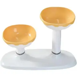 UAMLY Comedero para gatos de doble compartimento - AMARILLO