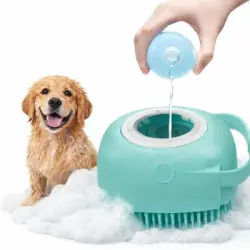 HausPets Cepillo de baño de silicona azul con champú incorporado - 1 artículo