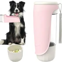 IntiMeg Botella de agua para perros 2 en 1 - Rosa