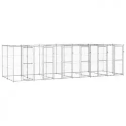 Perrera De Exterior | Jaula Para Perro | Parque Para Mascotas De Acero Galvanizado 14,52 M² Cfw783943