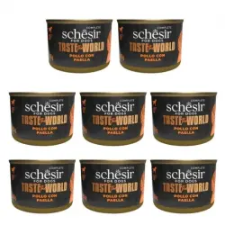Schesir Taste The World Comida Húmeda para Perros Pollo Con Paella, 8 x 150 gr