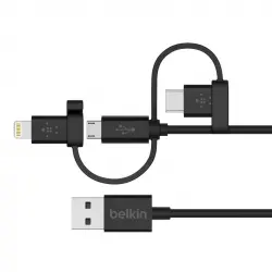 Belkin F8J050bt04-BLK Cable Adaptador Micro-USB/Lightning/USB-C 1.2m Negro