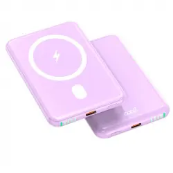 Cool Batería Externa Universal MAGNÉTICA Power Bank Qi 5000 mAh Violeta