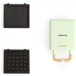 Create Stone Studio Sandwichera Grill Y Gofrera Intercambiable Individual 600W Verde