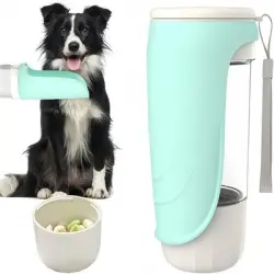 IntiMeg Botella de agua para perros 2 en 1 - Azul