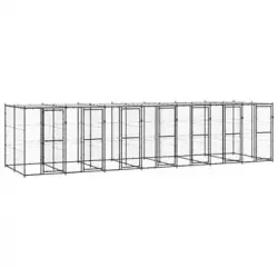 Perrera De Exterior | Jaula Para Perro | Parque Para Mascotas De Acero Con Techo 16,94 M² Cfw783922