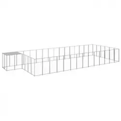 Perrera Exterior | Jaula Para Perro | Parque Para Mascotas Plateada 26,62 M² Acero Cfw784034