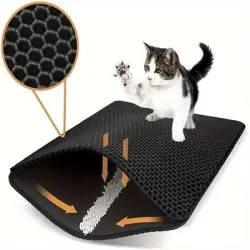 UAMLY Alfombrilla de doble capa de EVA para arenero de gatos - negro