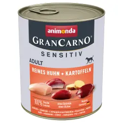 Animonda GranCarno Adult Sensitive 24 x 800 g - Pack Ahorro - Puro pollo y patatas