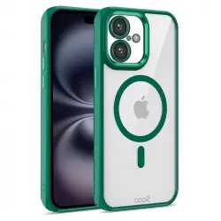 Cool Funda Magnética Transparente con Borde Verde para iPhone 16