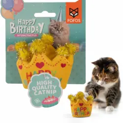 Fofos Peluche corona cumpleaños para gatos - 7 cm x 4,5 cm x 10 cm