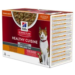 Hill's Adult Sterilised Healthy Cuisine con pollo y salmón para gatos - 12 x 80 g