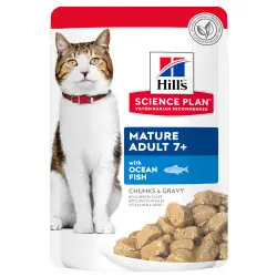 Hill's Feline Mature Adult 7+ para gatos - 24 x 85 g - Pescado del océano