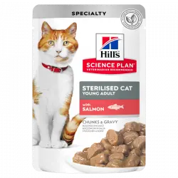 Hill's SP comida humeda gato · Adult Sterilised Bolsita con Salmón, Unidades 12 unidades 85 gr