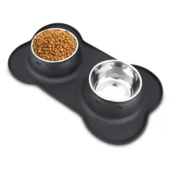 IntiMeg Cuencos de acero inoxidable para perros y gatos - Una pieza