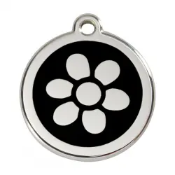 Placa identificativa Acero Inoxidable Esmalte Flor Negro para perros