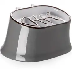 Y Yhy Comedero Lento Para Gatos Elevado, Gris