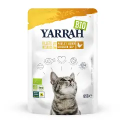 Yarrah Bio Filetes en salsa 14 x 85 g en bolsitas para gatos - Con pollo ecológico