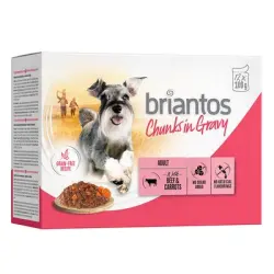 Briantos Bocaditos en salsa en bolsitas 48 x 100 g - Pack Ahorro - Vacuno y zanahorias
