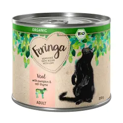 Feringa Organic Adult sin cereales 6 x 200 g comida húmeda para gatos - Ternera con calabaza y tomillo de gato