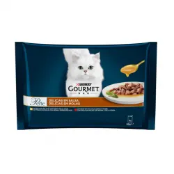 Gourmet Perle Filetes de Pollo y Buey en salsa sobre para gatos