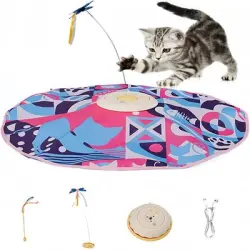 IntiMeg  interactivo de gato con plumas - flor de cerezo rosa