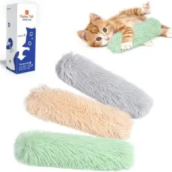 MCBOSON Con juguetes chirriantes para gatitos, 3 juguetes con hierba gatera - Gris, verde, beige