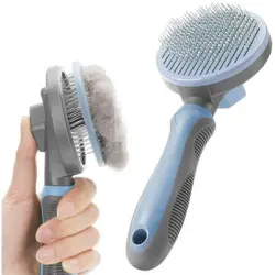 Pawffee Cepillo de masaje autolimpiante para perros gatos pelo largo - Azul - 1 pieza