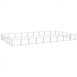 Perrera Exterior | Jaula Para Perro | Parque Para Mascotas Plateada 45 M² Acero Cfw784047