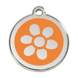 Placa identificativa Acero Inoxidable Esmalte Flor Naranja para perros