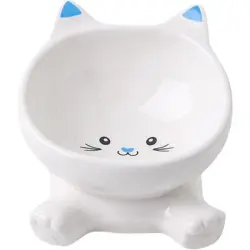 UAMLY Comedero de cerámica elevado e inclinado para gatos - Blanco