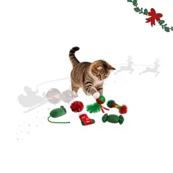 Wonder Christmas Pelota Sorpresa Navideña  para gatos Set Pelota con 6 juguetes