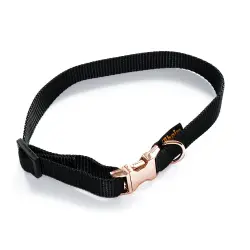 Collar Heim negro con cierre color oro rosa para perros - 30-50 cm perímetro de cuello, 18 mm de ancho