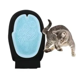 FurryFusion Guante de baño y cepillado para gatos y perros - Azul