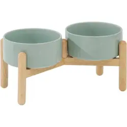 HausPets Comedero de cerámica elevado para perros, verde claro, doble - Artículo 1