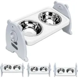 HausPets Comederos elevados ajustables mascotas, 3 2 comederos acero - Para perros y gatos pequeños