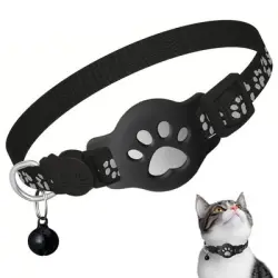 IntiMeg Collar reflectante para gato con cascabel - Negro