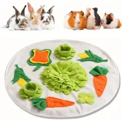 Qinhul Alfombrilla para alimentar conejos - Redondo