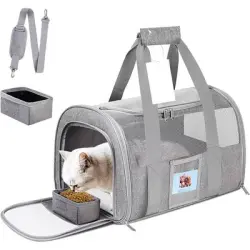 UAMLY Bolsa de transporte grande y plegable con laterales suaves para gatos - Gris