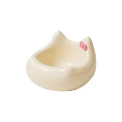 UAMLY Cuenco de cerámica para gatos - Diseño de cabeza de gato con lazo - blanco