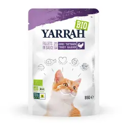 Yarrah Bio Filetes en salsa 14 x 85 g en bolsitas para gatos - Con pavo ecológico