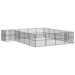 Corralito Para Perros Con 20 Paneles Acero Galvanizado Negro Vidaxl
